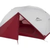 Tent MSR Elixir 3 Tent Gray V2 -Kampeeruitrusting Winkel 1 10312 msr elixir 3 grey rain door open