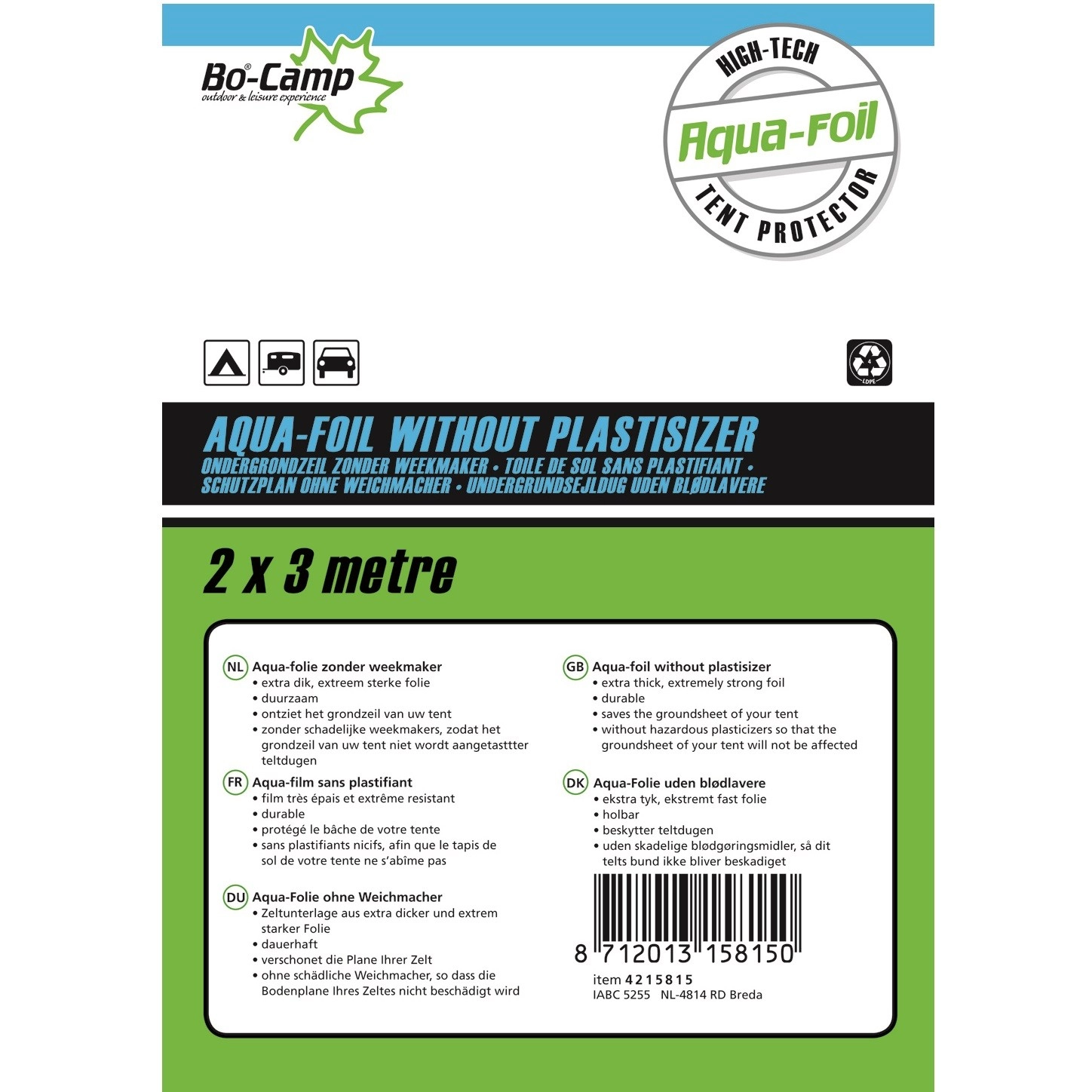 Grondzeil Bo-Camp Aqua-Folie Zwart (2 X 3 M) 3 Grondzeil Bo-Camp Aqua-Folie Zwart (2 X 3 M)