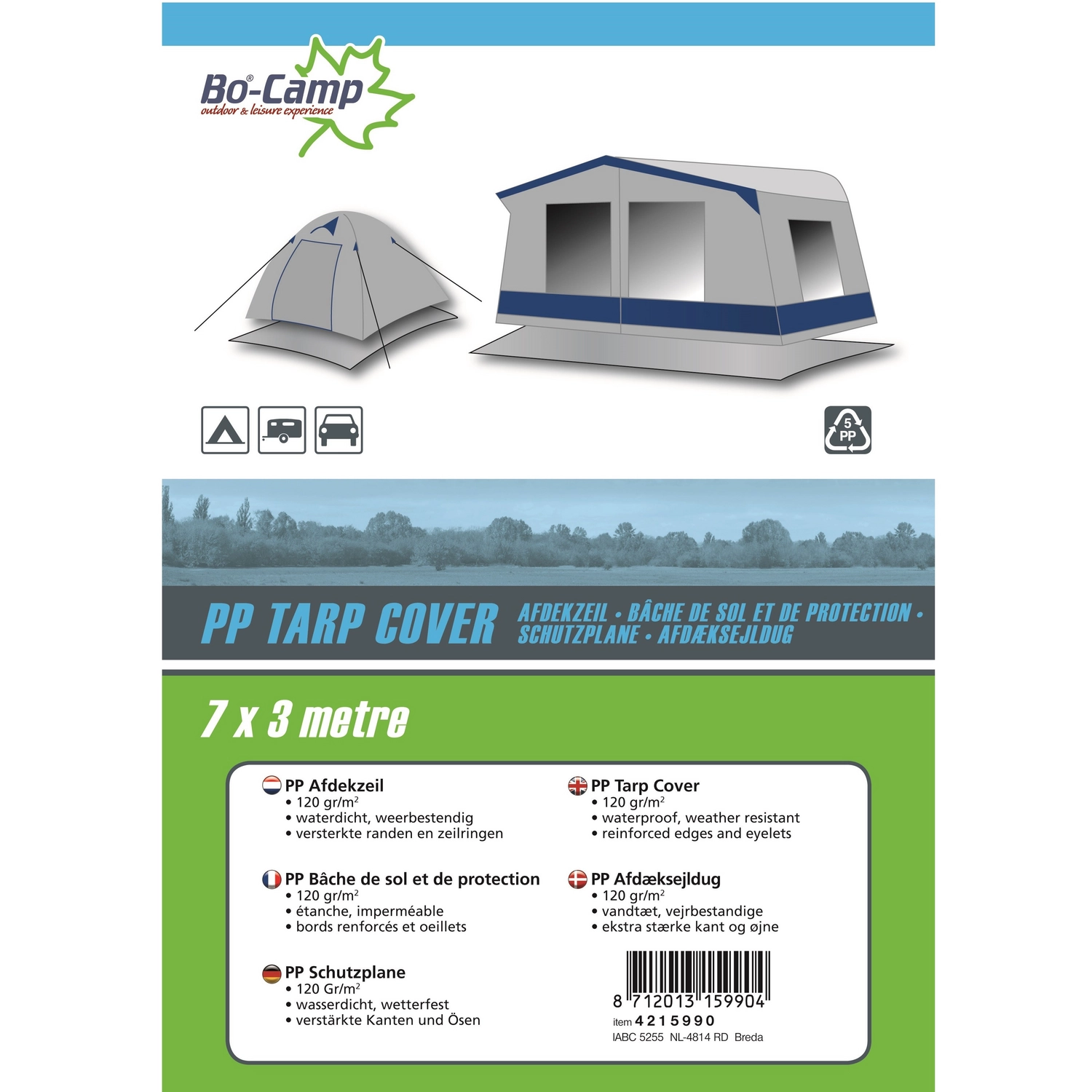 Afdekzeil Bo-Camp Grijs (7 X 3 M) 4 Afdekzeil Bo-Camp Grijs (7 X 3 M) - Afbeelding 2