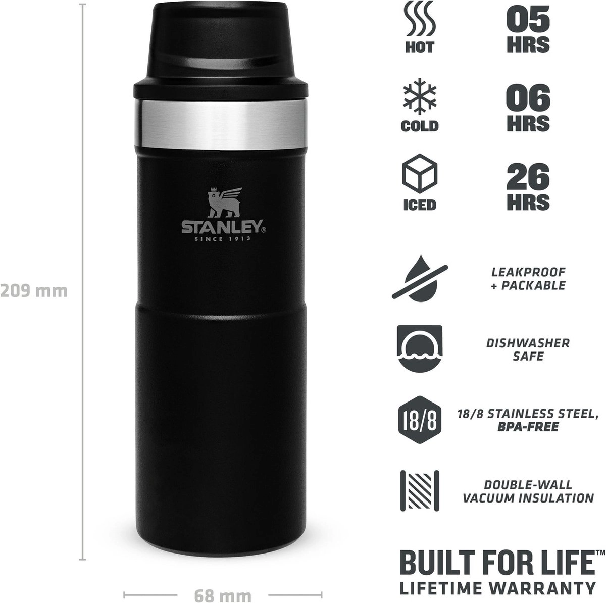 Thermosbeker Stanley The Trigger Action Travel Mug Matte Black Pebble 0,35L 6 Thermosbeker Stanley The Trigger Action Travel Mug Matte Black Pebble 0,35L - Afbeelding 4