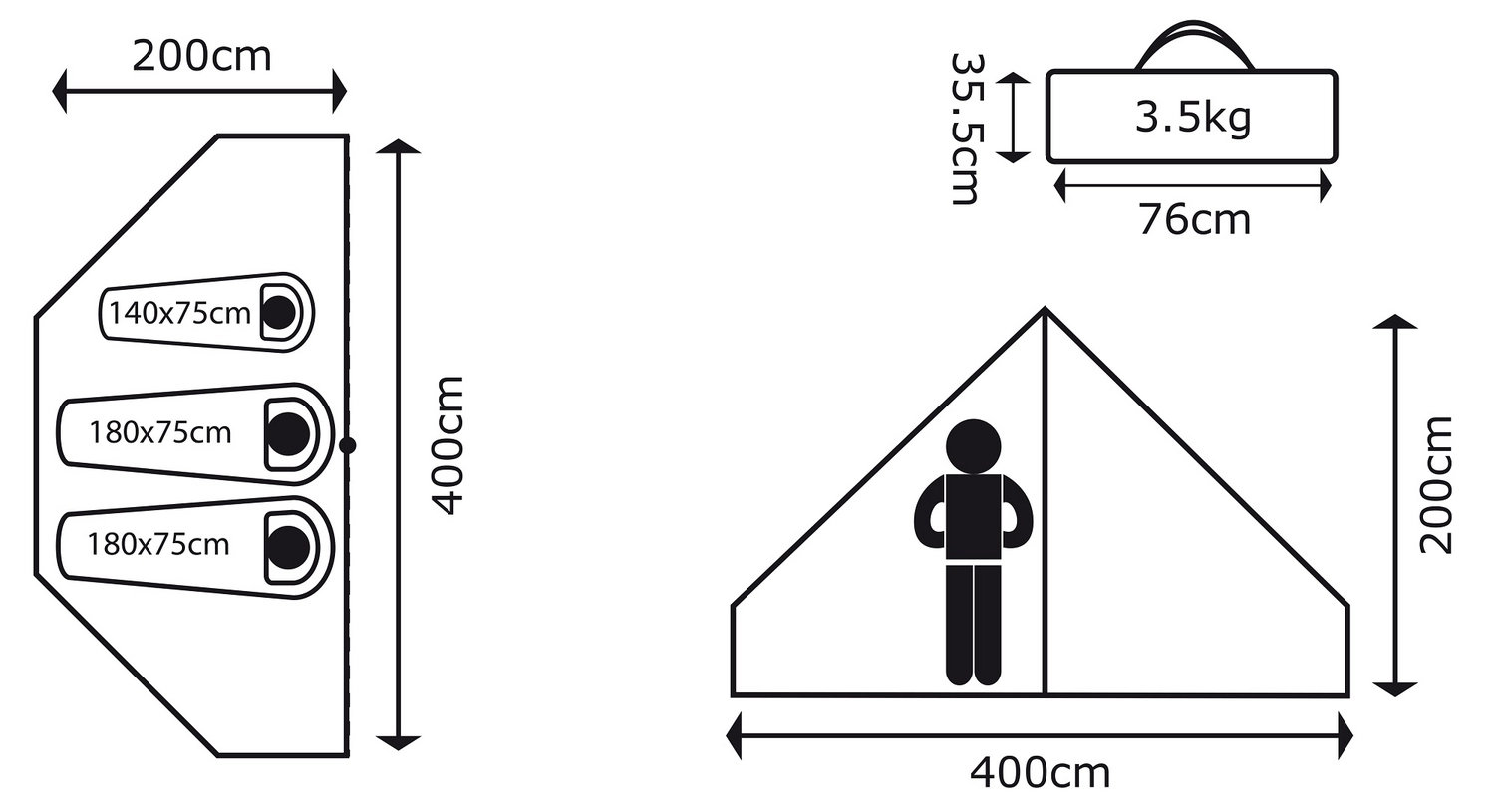 Binnentent Bo-Camp Urban Outdoor Streeterville 3-Personen 8 Binnentent Bo-Camp Urban Outdoor Streeterville 3-Personen - Afbeelding 6