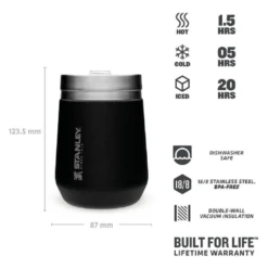 Thermosbeker Stanley The Everyday GO Tumbler Matte Black Pebble 0,29L -Kampeeruitrusting Winkel 82137stanley the everyday go tumbler 03l